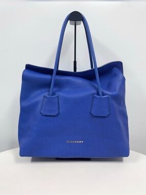 Authentic Burberry Blue Leather Tote Bag